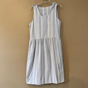 Vintage Blue and White Striped Midi Dress